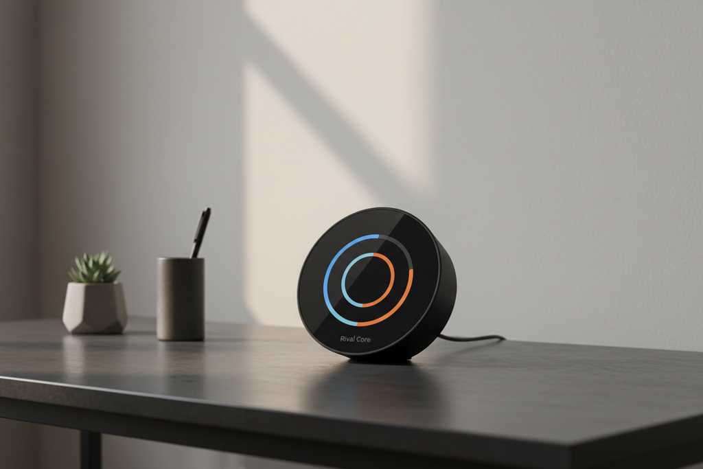 Rival Core fitness display on a minimal modern desk