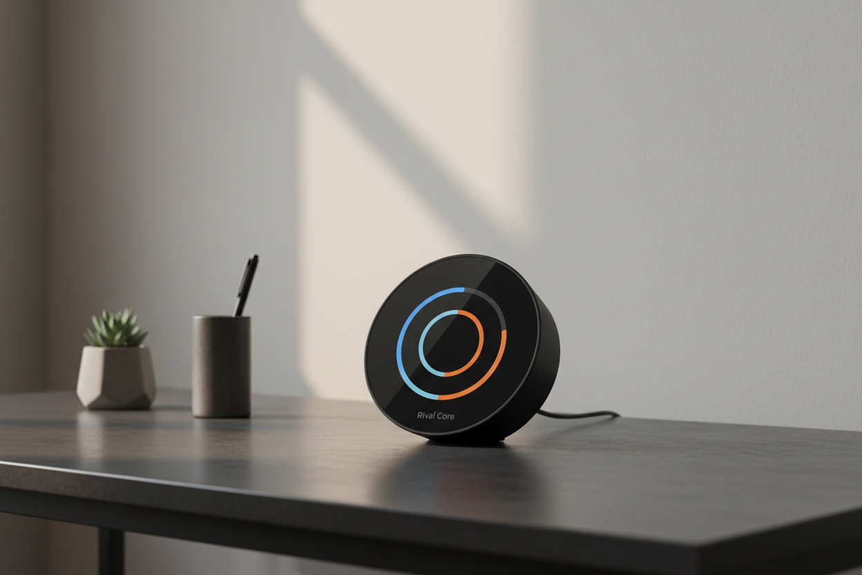 Rival Core fitness display on a minimal modern desk